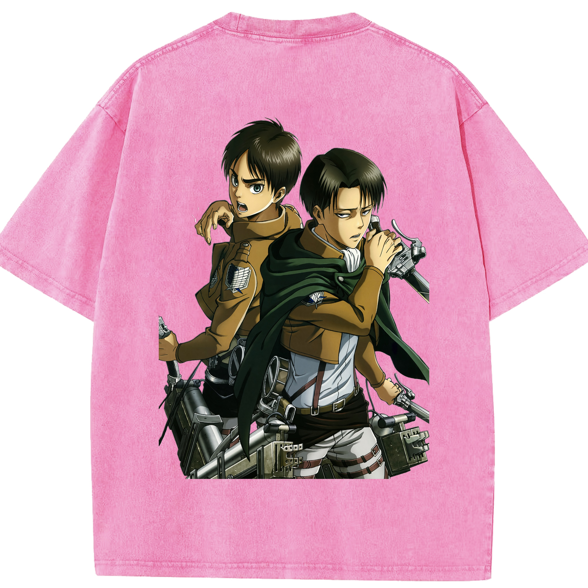 （画像用） 進撃の巨人 リヴァイ·アッカーマン Attack on Titan Levi Ackerman 綿100% ヴィンテージ風 半袖Tシャツ（背面プリント）